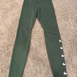 Nike Green Leggings with White Swoosh